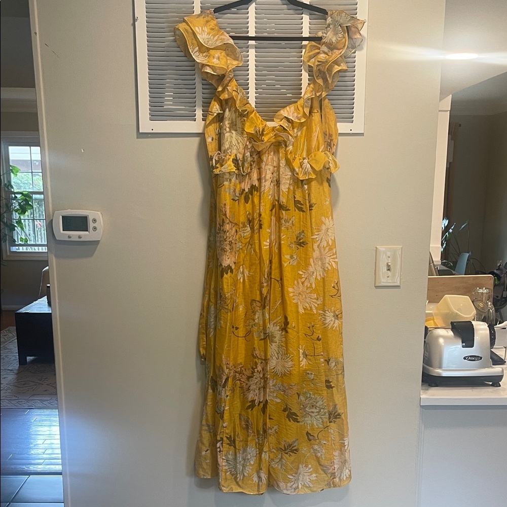 H&M Yellow Floral Open Back Dress